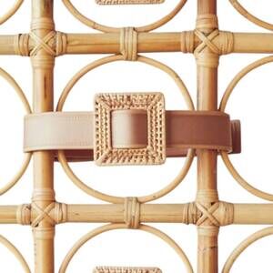 NEW PAMELA MUNSON rattan buckle belt in natural